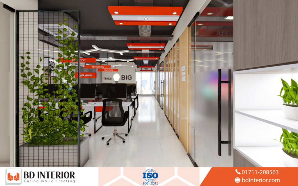 Why Most Office Color Schemes for Productivity Are a Waste of Money (And What Actually Works) 4 Dynamic Open Plan Office with Green Wall and Modern Workstations