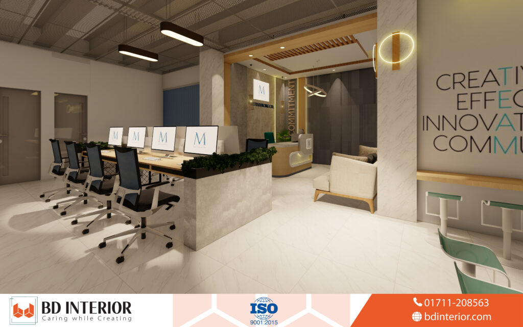7 Tech-Smart Ways to Design a Small Office That Actually Feels Big 4 Modern Collaborative Office with Reception and Lounge