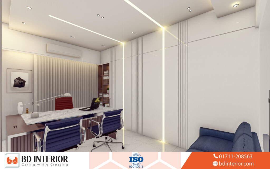 5 Wall Color Design Secrets Every Bangladeshi Homeowner Should Know 3 Modern Minimalist Office with Marble Desk and Textured Slat Wall