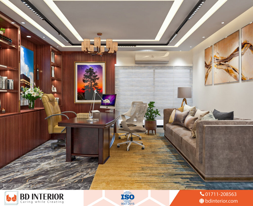 Interior Design of House: A Complete Guide to Interior Your Living Space 4 Sophisticated Home Office with Dark Wood and Modern Classical Elements
