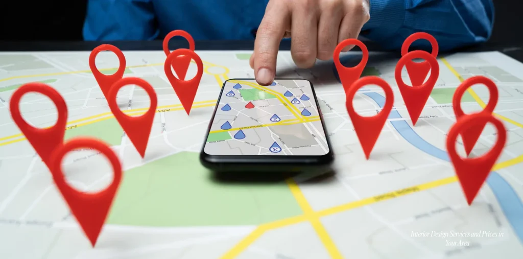 How to Find a Trusted Interior Design Company in Bangladesh: Pro Tips 3 Interactive map with location markers on smartphone.