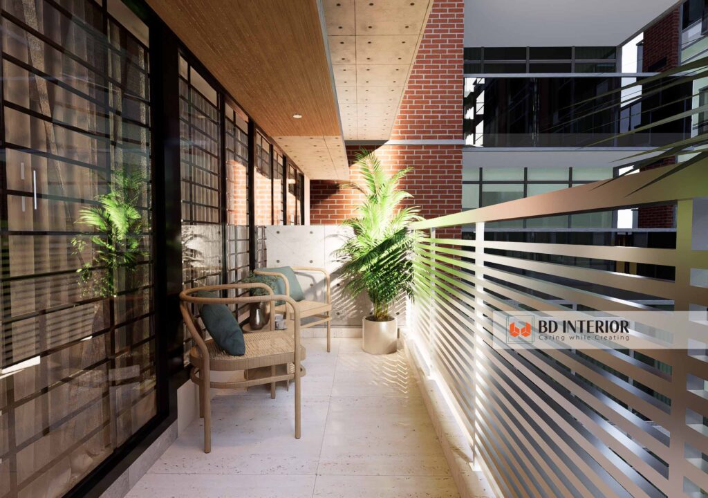 Ultimate Balcony Design in Bangladesh: Transform Your Space 2 Balcony with modern railing and potted plants.
