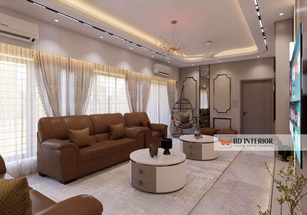 4 Formal Living Room Interior Design Ideas That Feel Personal, Not Pretentious 3 Living room interior with sofa and coffee tables.