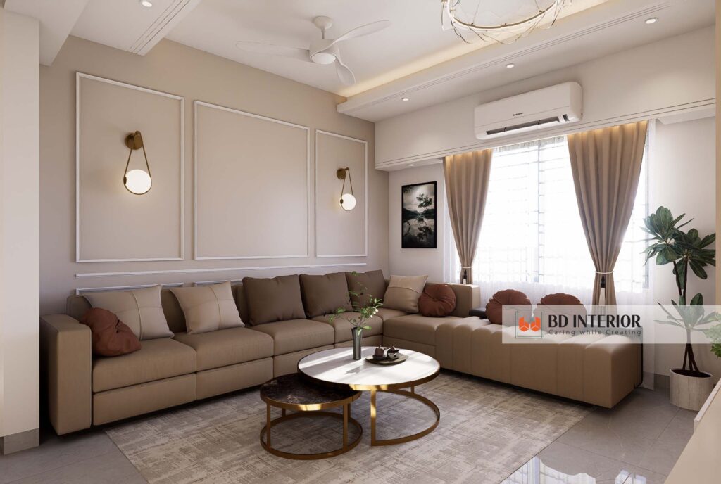 7 Trending Living Room Colors That Won't Look Dated in 5 Years 2 Living room interior with beige sofa and stylish l.