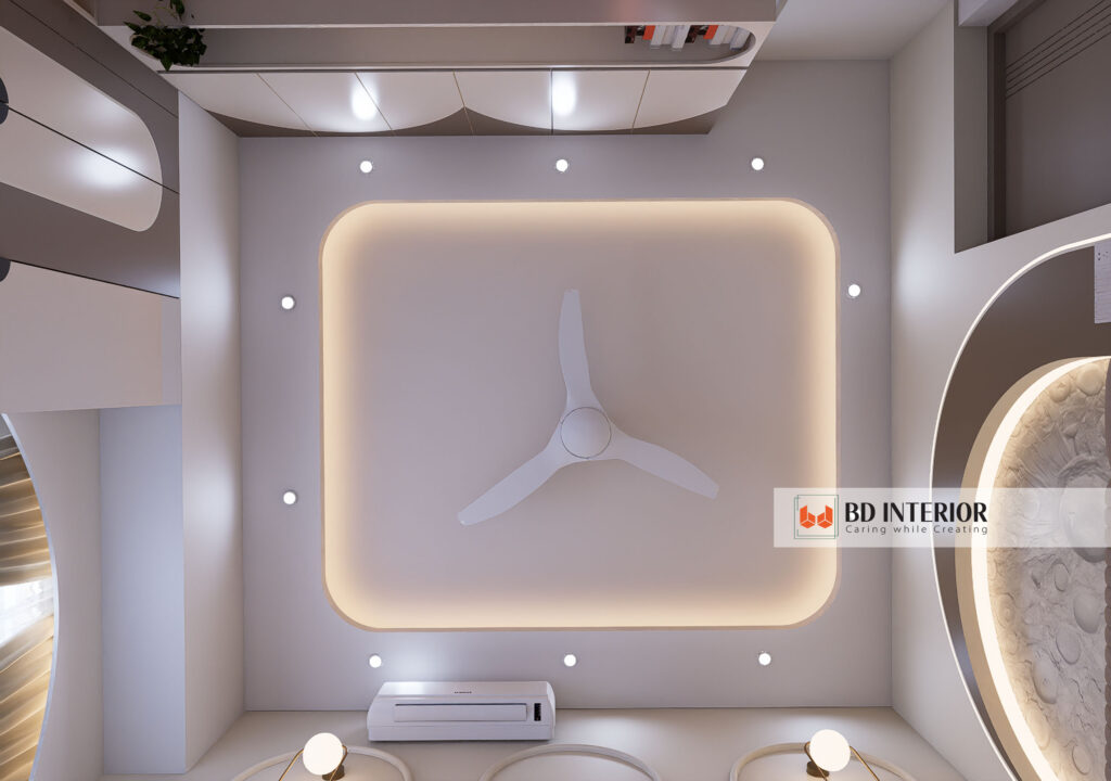 Modern False Ceiling Interior Design Principles That Keep Rooms Open 4 Ceiling fan in modern interior design with ambient.