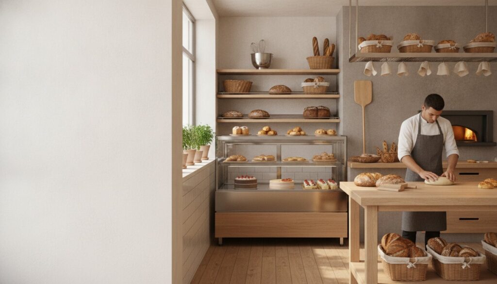 live bakery setup interior design